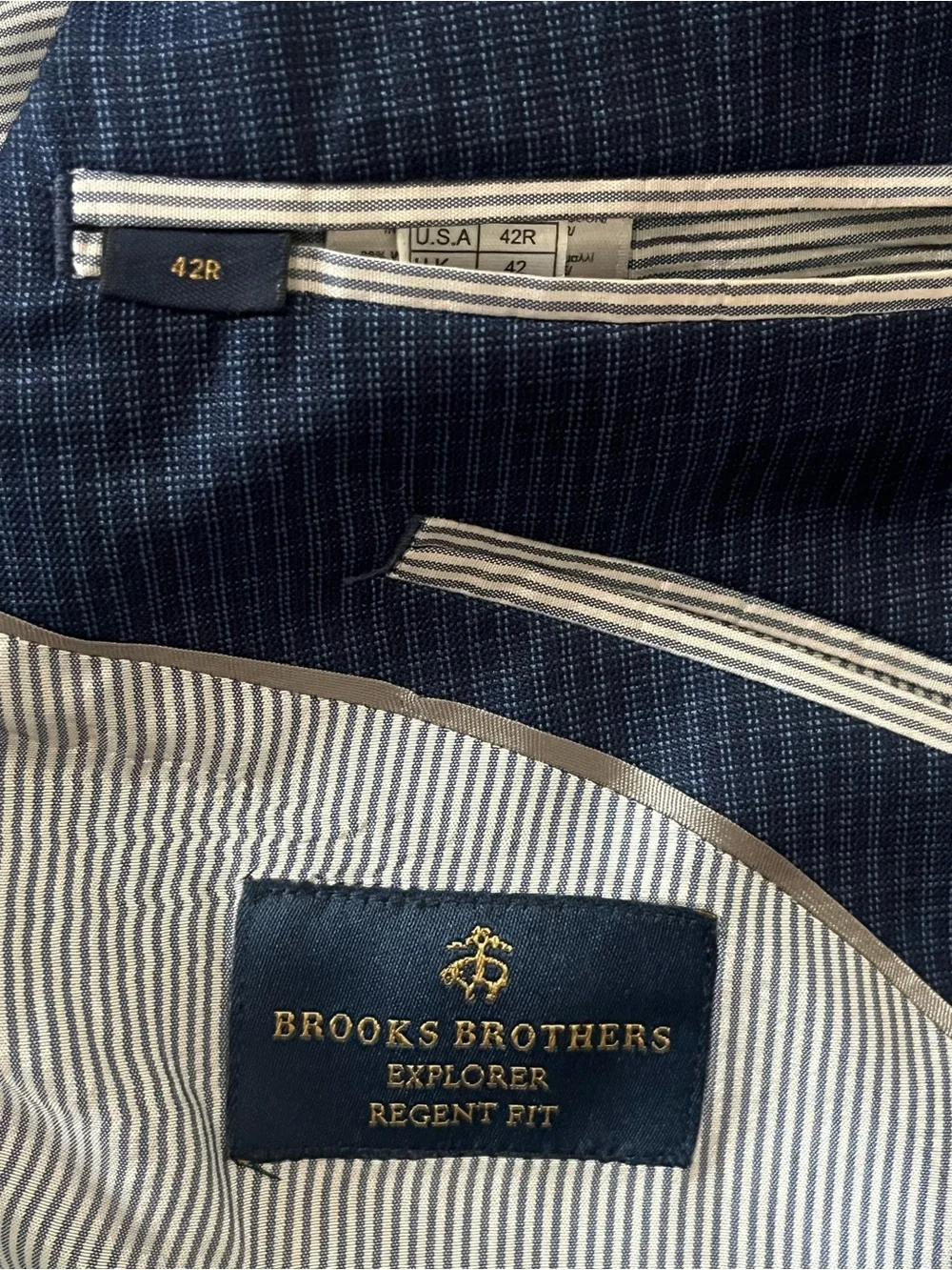 Brooks Brothers Navy Micro-Check Sport Coat 42R